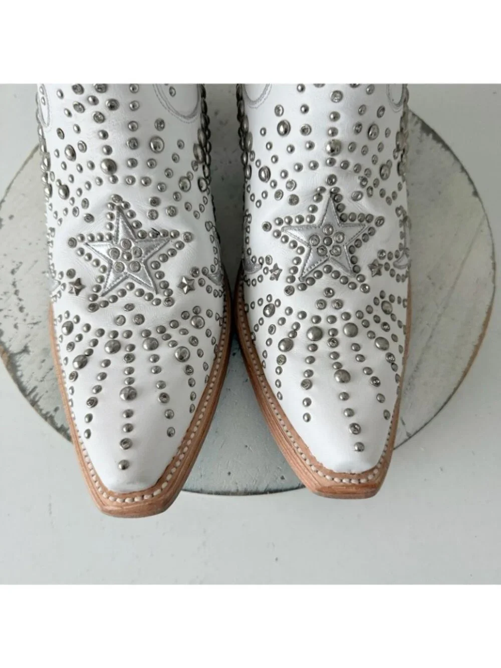 Lane SOLSTICE White Cowboy Boots Embellished Western Cowgirl Tall Snip Toe 11 - Picture 8 of 16